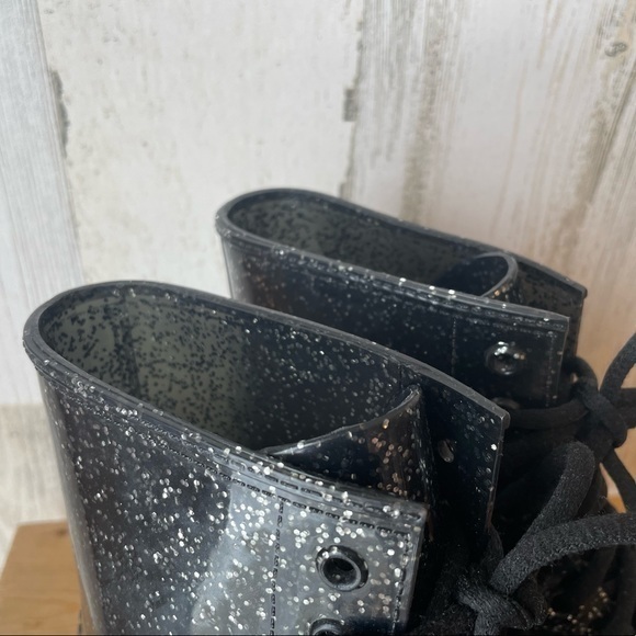 Sam Edelman Circus Translucent Black Glitter Quinn Rubber Combat Boots Size: 7 - Picture 11 of 15